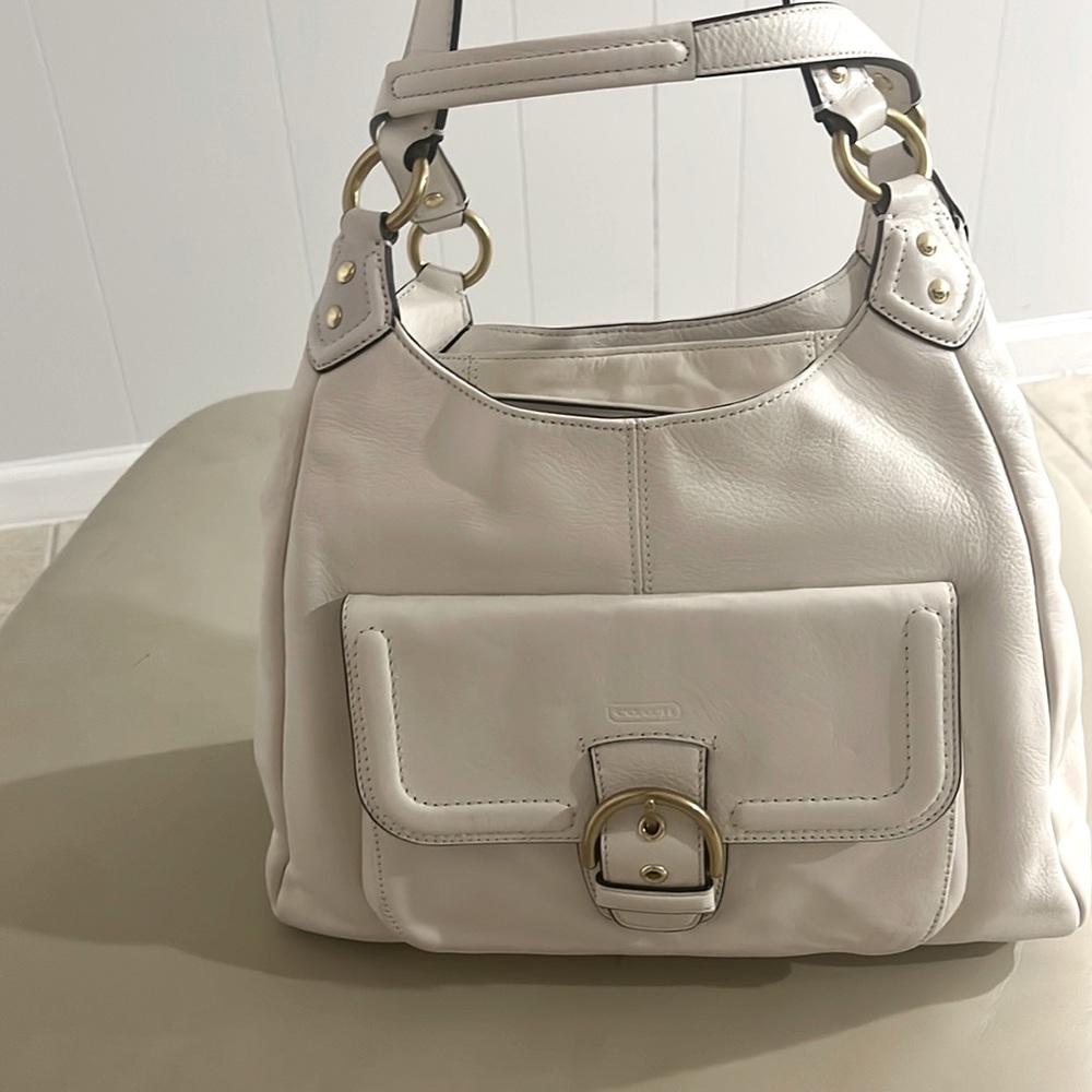 Leather Coach bag. 13”x12”x5”. Excellent condition